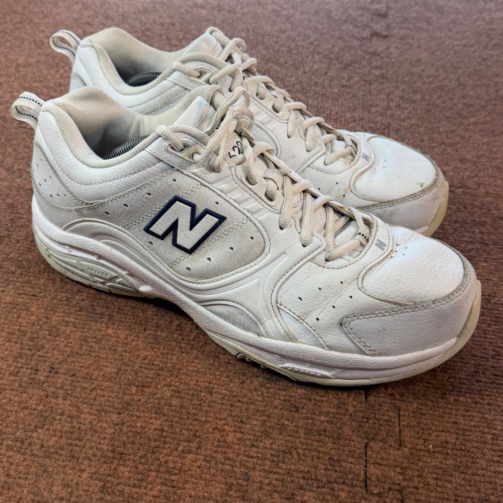 New Balance 622 Mens White Navy Leather Cross Training Shoes MX622WT Size 13 4E